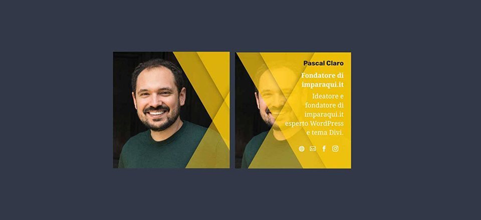 Effetto hover modulo persona Divi Effetto hover mouse modulo persona Divi