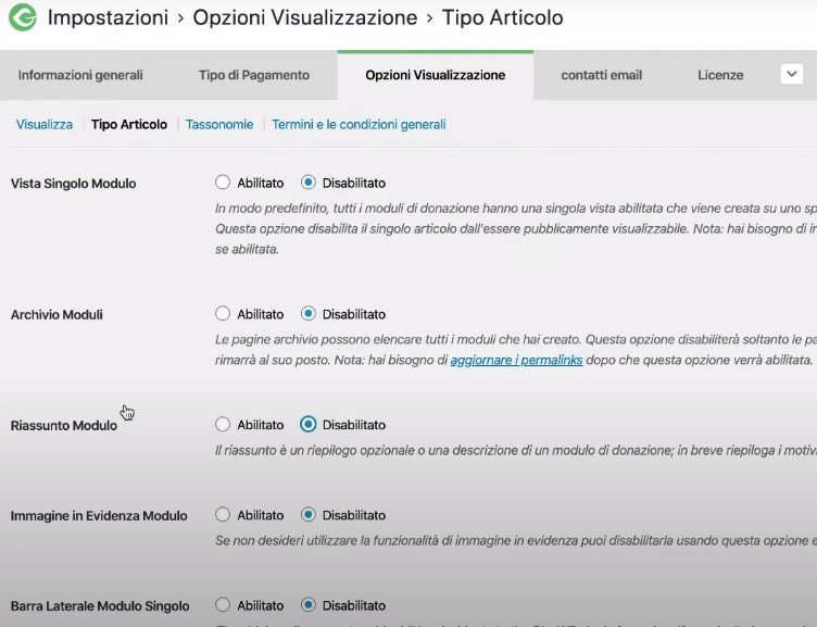 Modulo donazioni WordPress